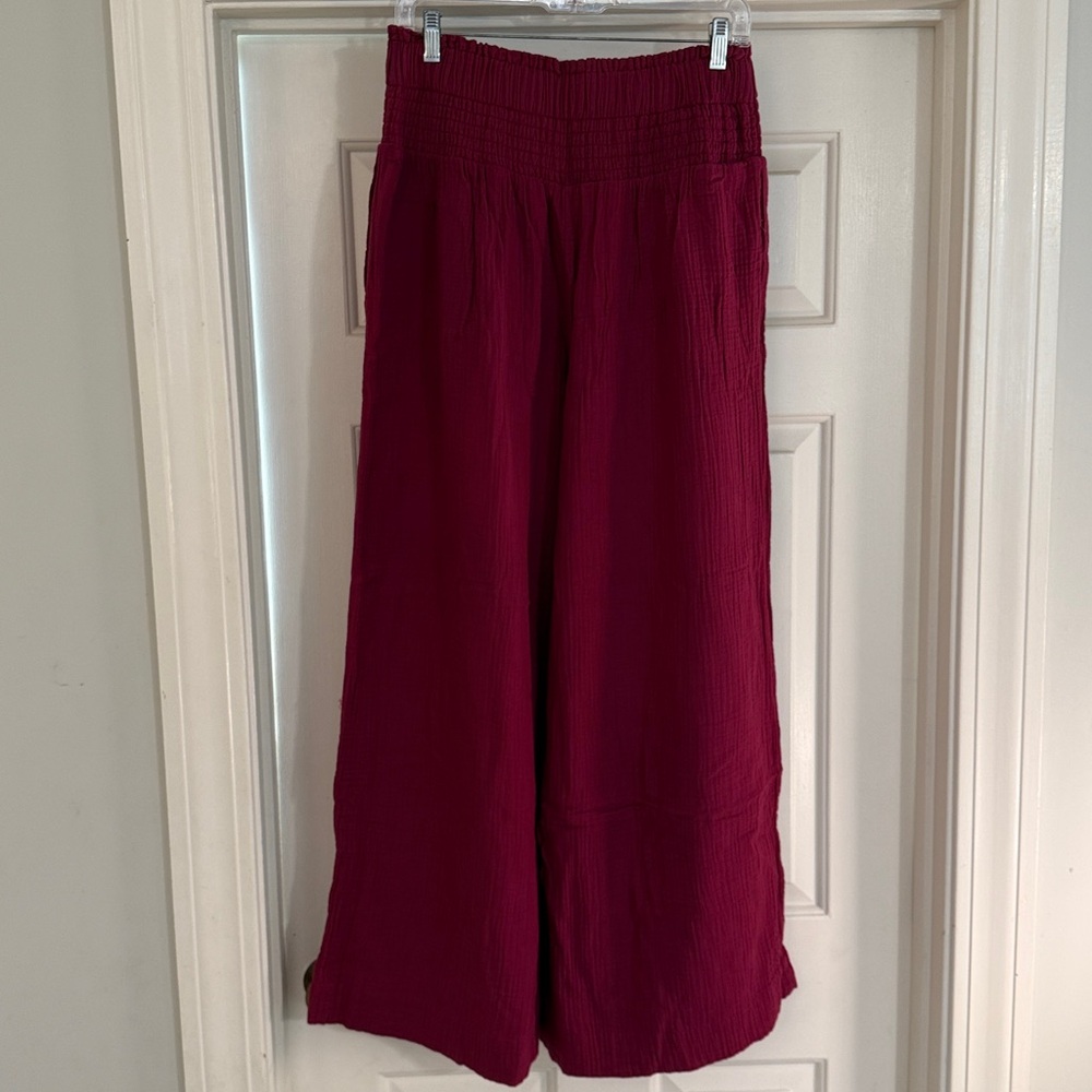 EUC Athropologie High Rise Elastic Waist Wide Leg Cotton Gauze Pants Sz M - Picture 4 of 9